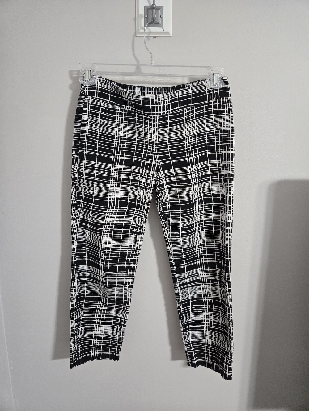 LOFT Black and White Grid-Print Chinos